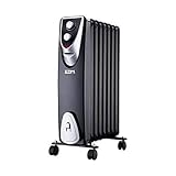 Radiador Black Edition Sin Aceite (8 Elementos) 3 Niveles de Potencia 500/1000/1500W Maxima Ligereza Calienta Hasta 8 Veces Mas Rapido y Eficaz que Un Radiadore de Aceite control Del Termostato de Alta Precision Sistema de Seguridad Antivuelco construccion Modular Termofusible de Seguridad con Limitador Piloto Luminoso de Encendido Ruedas Pivotantes Multidireccionales Asa de Transporte Protección de Sobrecalentamiento Recogecables 200/240V 50Hz (240x460x640mm)