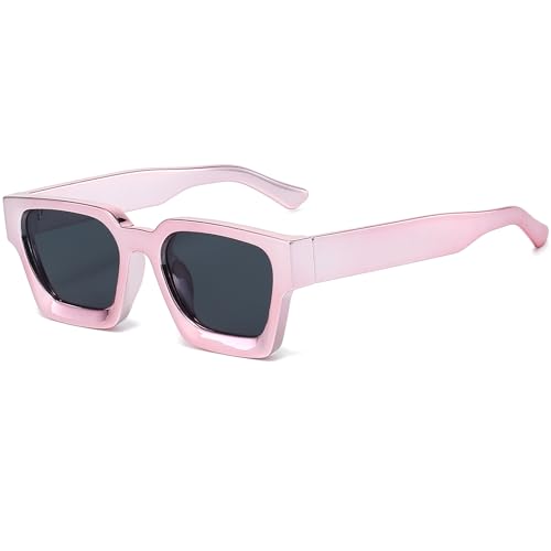 Image of AIEYEZO Square Sunglasses for Women Men Square Thick Frame Sun Glasses Simple Designer Style Shades