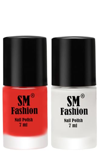 Image of Long Lasting Nail Polish | Nail Paint Combo 7 ml Each) - Set of 2 Candy Orange-White