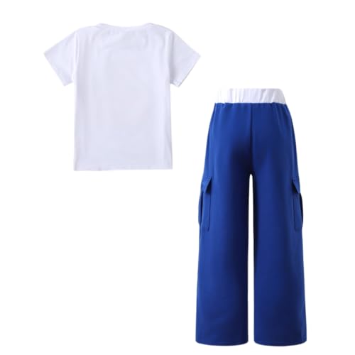 Image of Ayzozuy Kid Girl Clothes Outfits Figure Letter Graphic Tee Top + Flap Pocket Pants 2PC Clothing Set