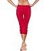bawilom Capri Leggings for Women High Waisted Capris Leggings Yoga Pants Summer Beach Vacation Tights Cropped Trousers Red