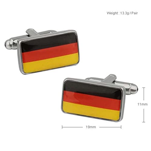 Mancuernillas para tuxedo negras y plateadas con bandera roja miniatura 5