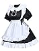 Anime French Cat Maid Apron Fancy Dress Cosplay Costume Headwear Gloves Socks Set(Black S)