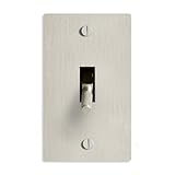 SELECT 1-Gang Solid Brass Toggle Switch, Satin Nickel Finish, 15A 120V AC Wall Mount, Vintage Style Single Pole & 3-Way Compatible, with Faceplate & Switch Module, UL Listed