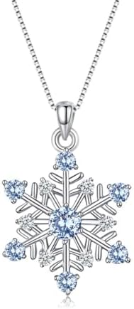 Bewenda Kerstmis sieradenset voor dames, 925 sterling zilver sneeuwvlok ketting & oorbellen met zirkonia, hypoallergeen 45 5cm hanger zilveren ketting