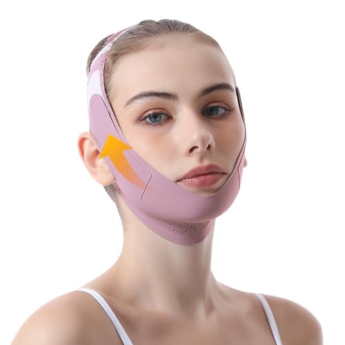 KINDLUME Reductor de Papada, Mentonera Postquirurgica, Jawliner de Graphen, Banda Facial de Levantamiento, Cinturón Facial Ajustable, Transpirable, para Todo Tipo de Rostro, Morado