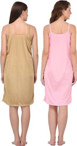 Image of You Forever Women Sexy Satin Striped Solid Above Knee Length Nighty, Loungewear, Nightwear, Sleepwear, Home Wear Short Nighty for Women Pack of 2
