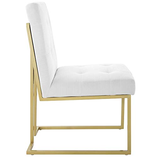 Modway Privy Upholstered Gold Stainless Steel Dining Chair In Gold White #TOP6