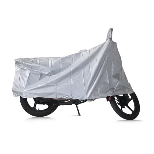 Image of TVS Racing Vehicle Cover with elastic - MC (Vehicle Cover) | Universal Bike Cover for TVS Two Wheelers| UV Protection and Dustproof| Elastic Fit |Silver