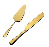 Gold Cake Pie Pastry Servers, Gold Cake Serving Set, Gold Cake Cutting Set, Cake Knife and Server Se