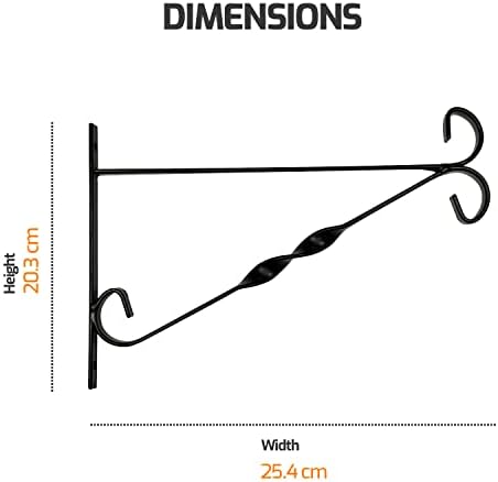 WINSOME Hanging Basket Bracket Outdoor Metal Plant Holder Wall Hanging Brackets Twisted Garden Hooks for Christmas Lantern/Light/Bird Feeder/ Flower Pots (10-Inch, Black)