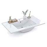 lavadero roca henares blanco Lavabo cerámico de color blanco con rebosadero. Para combinar con muebles de baño de ancho 80 cm, el lavabo sobresale aproximadamente 1 cm por cada lado. No incluye grifería.