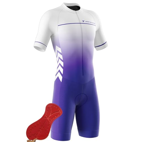 Triatlon Tri Suit - Summer Cycling Skinsuit Triatlón for Hombres, Pro Manga Corta Traje de Ciclismo,Triathlon Speedsuit Trisuit de Manga Corta Speedsuit (3,L)