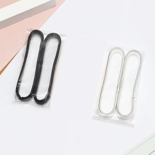 زوجان من اربطة اكمام القميص مضادة للانزلاق من بوكيلا، اربطة معدنية قابلة للتمدد وقابلة للتعديل، مقاس واحد، اربطة ذراع مضادة للانزلاق للنساء والرجال، هدايا عيد الحب (اسود + فضي)