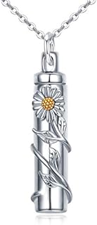 Sunflower/Daisy/Roseflower Pendant Urn Necklace for Ashes S925 Sterling Silver Cremation Jewelry Keepsake Memory Gifts for Women