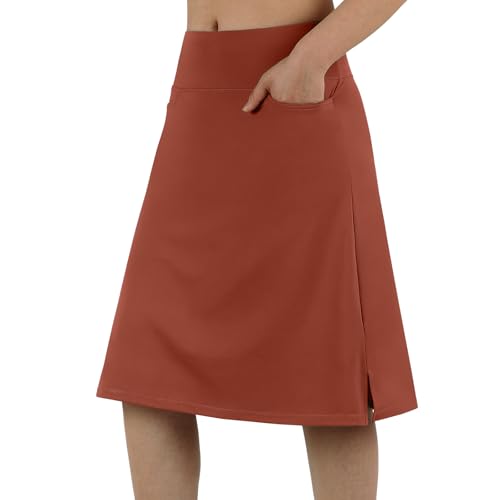 ANIVIVO Women's 24" Knee Length Skorts with Pockets Long Skorts Caramel XL