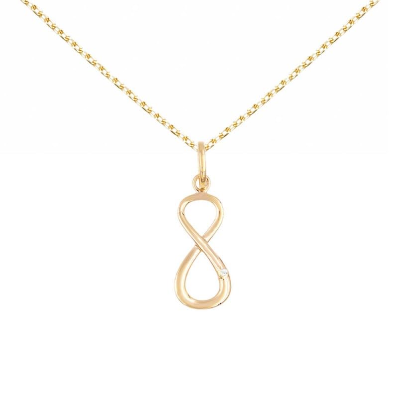 Collier - Pendentif Or Jaune et Diamant - Motif Infini/Infinity - Chaine Dorée