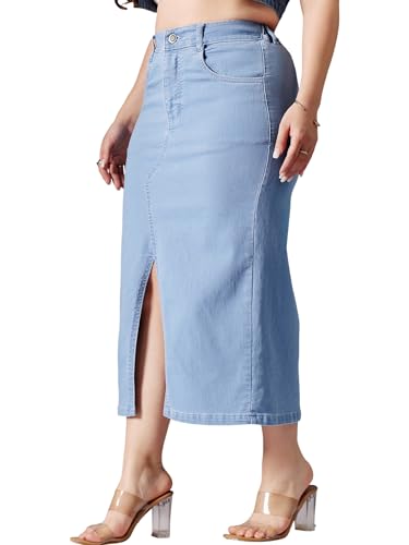 Image of Miss Chase A+ Women's Regular High Rise Above Knee Stretchable Denim Shorts & Skirts