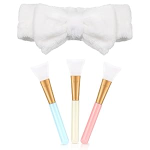 Juego de Cepillo de Silicona para Mascarilla 3 Brochas Faciales de Silicona y Diadema Herramientas de Belleza de Cuidado…