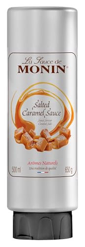 MONIN Premium Salted Caramel Sauce 500ml for Frappes, Desserts, Cocktails, Hot Chocolates and Garnishes. Vegetarian, Nut-Free, Gluten-Free. 100% Natural Flavour. Squeezy Bottle for Easy Use