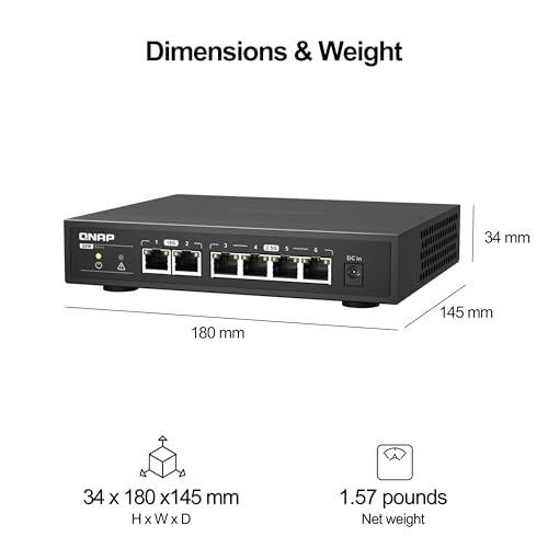 Image of QNAP QSW-2104-2T-A-US 6-Port 10GbE & 2.5GbE Plug & Play unmanaged Network Switch For Desktop