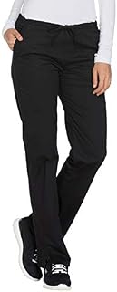 Cherokee Workwear Core Stretch Mid Rise Straight Leg Drawstring Scrub Pant, XS, Black