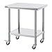 Mophorn Stainless Steel Work Table with Wheels 30 L* 24 W * 33 H Inch Prep Table with 4 Casters Heavy Duty Work Table for Commercial Kitchen Restaurant Business, Silver and Black