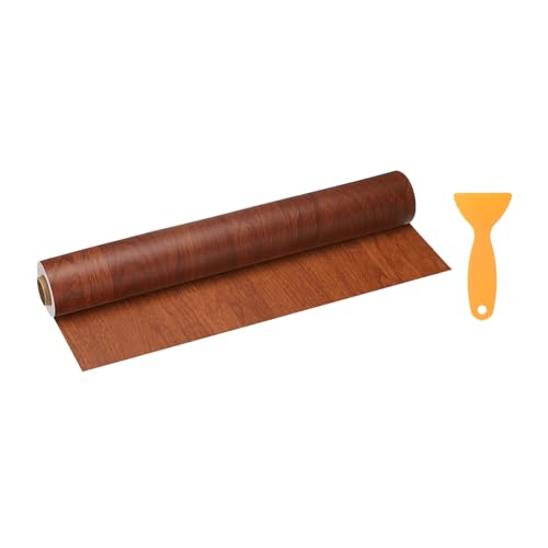Image of HARFINGTON Wood Grain Repair Tape 15.7 Inch x 33ft Self Adhesive Repair Patch Tape Simulated Wooden Floor Tapes with Plastic Scraper for Tables Doors Windows Furniture, Bright Brown Wood