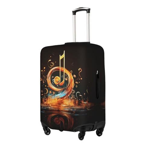 Music Symbol Print Travel Luggage Cover Suitcase Protector With Concealed Zipper Washable Elastic Cloth2