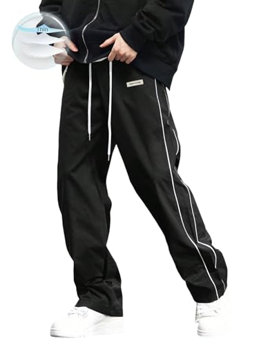 QJQ Men's Wide Leg Baggy Sweatpants Vintage Y2K Track Pants Parachute Pants with Pockets Casual Streetwear