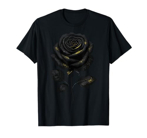 Schwarze Rose mit Glitzer T-Shirt Schwarze Rose mit Glitzer T-Shirt