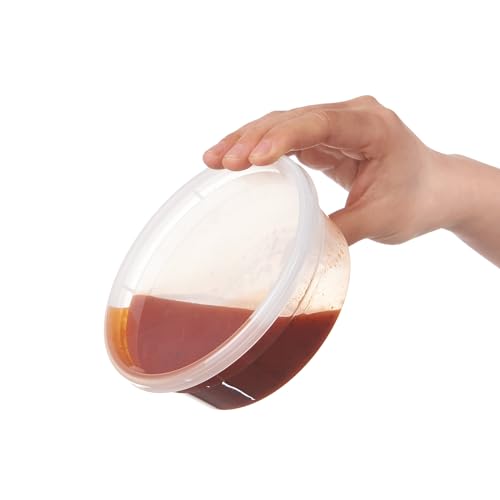 Image of [240Set-8oz] Plastic Deli Food Storage Containers With Lids Disposable Clear Small Togo Jars Bowls For Soup, Meal Prep, Slime | BPA Free | Stackable | Leakproof | Microwave | Dishwasher | Freezer Safe