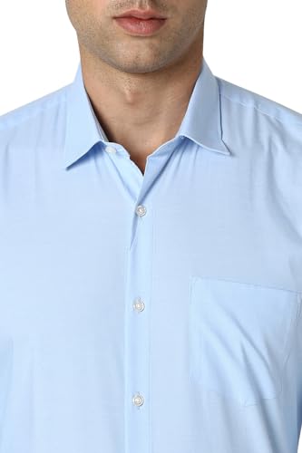 Peter England Men's Everday Regular Fit Solid Shirt | Cotton Rich | 5-Pin Pocketing