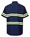 Ousafeve Class 3 Navy Hi Vis Button Up Safety Work Shirts for Men Reflective (Large, Navy_Short)
