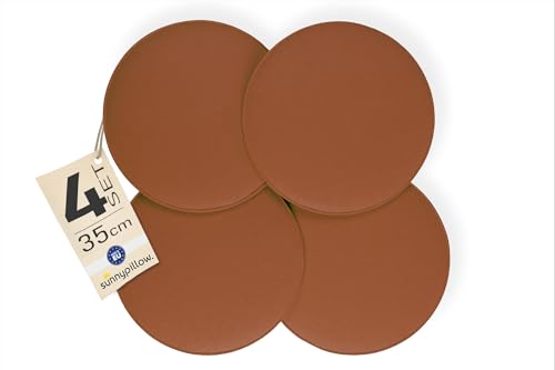 sunnypillow Set di 4 Cuscini per Sedia in Feltro rotondo Ø 36cm - Comodi Cuscini in Feltro per Panca e Sedia - per Interni, Esterni - Cuscini da Seduta - Marrone