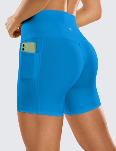 Image of CRZ YOGA Biker Shorts Pockets 5 inch | Naked Feeling, Sleek, Decent Compression, Yoga, High Waisted, for Women