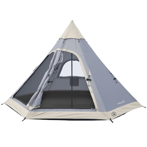 Skandika Tipi Zelt Hetta 335 Protect | Zelt für 4 Personen, 2 m Stehhöhe, eingenähter Zeltboden, 3000 mm Wassersäule, UV 50+, Festivalzelt,...