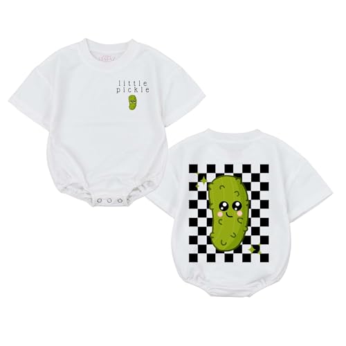 Image of STALOFAZ Little Pickle Baby Romper - Newborn Pickle Boy Girl Outfit Vegan Infant Sweatshirt Vegetable Clothes Shower Gift