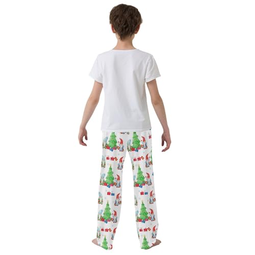 Gnome and Xmas Trees Boys Long Pants Soft Trousers Elastic Waist Kids Lounge Bottoms with Pockets S-XL3