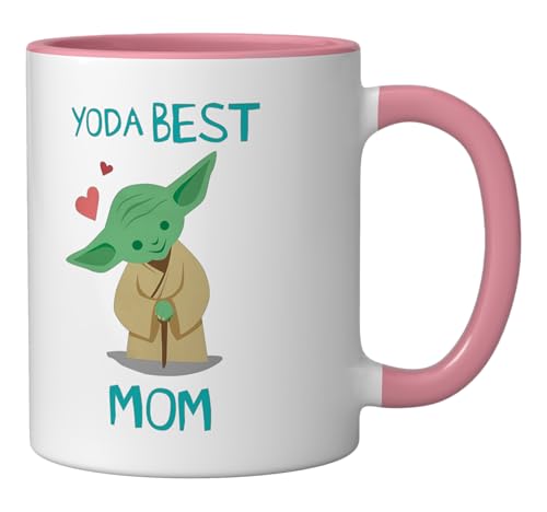 Taza de cerámica Star Wars Yoda 11 Onzas Rosa/Blanca miniatura 2