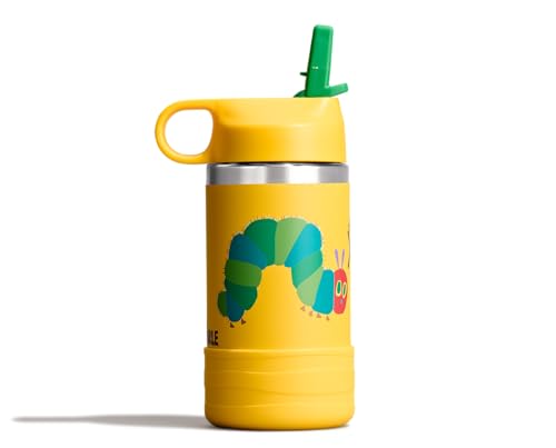 Image of Hydro Flask Kids Water Bottle for School - Stainless Steel and Insulated with Straw Cap - 12 Oz World of Eric Carle Caterpillar Yellow