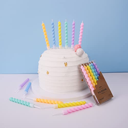 PHD CAKE 24-Count Rainbow Spiral Birthday Candles with Holders, Party Candles, Cake Candles - Thumbnail 3
