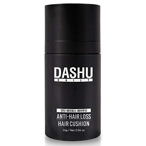 DASHU Daily Hair Cushion for Hair Fall | Hair Fibers for Thinning Hair Temporary Hair Color for Gray Hair Coverage Root Concealer Hairline Powder | Waterproof Bald Spot Cover Up for Men 0.56oz (Black)