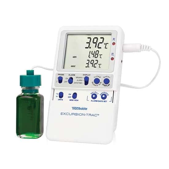 Thermomètre d'enregistrement de données Excursion-Trac Digi-Sense étalonné avec 1 sonde et 1 bouteille