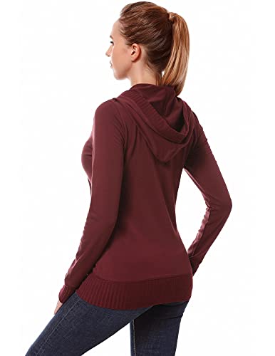 AmélieBoutik Women Cotton Blend Hoodie Zip Up Kangaroo Pocket Long Sleeve Jacket3