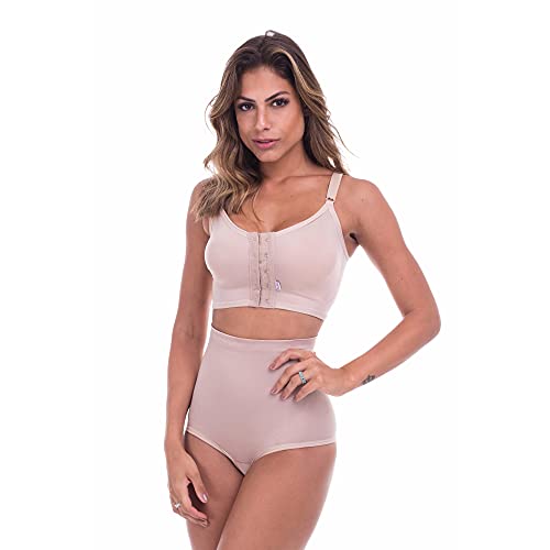 Sutiã (Soutien) com reforço e fecho frontal. Indicação: prótese de silicone e mamoplastia. Resistent