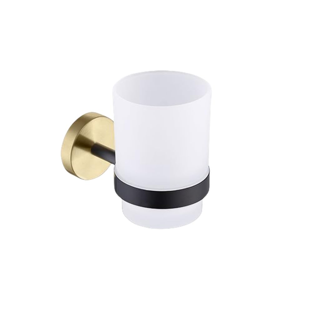 Porte-brosse de toilette noir mat et accessoires muraux en acier