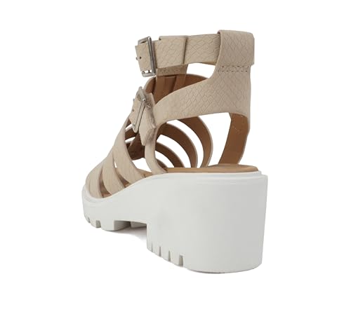 Image of Soda inchRebirth inch ~ Women Open Toe Fisherman Multi Strap Buckle Lug Sole Low Block Heeled Sandals