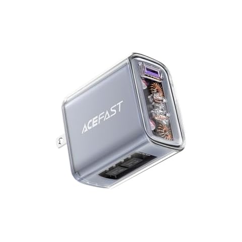 ACEFAST PD65W USB C Charger 3-Port Fast Charger Set for USB C Laptops, Cell Phones and Tablets, Foldable AC Plug Power Adapter Compatible with MacBook, iPhone 14/Pro, iPad Pro, Steam Deck (Grey) Cover