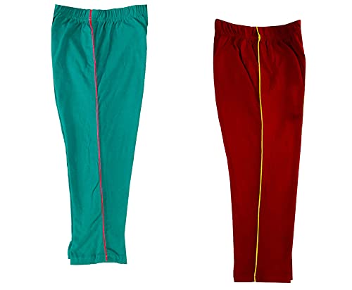 Image of indi weaves Girls Cotton Solid Capri 3 /4th Leggings (Pack of 2)